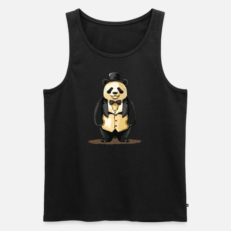 Niedlicher Panda im Frack - Männer Premium Bio Tank Top - Schwarz