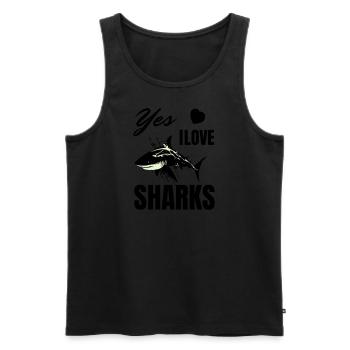 I Love Sharks - Motif de requin amusant pour les fans de requins - Débardeur bio Premium Homme - noir - Devant - AI Model Male 178 light (178cm)