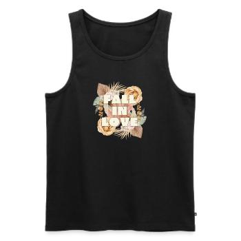 FALL IN LOVE - Romantisches Vintage Design - Männer Premium Bio Tank Top - Schwarz - Vorne - AI Model Male 178 light (178cm)