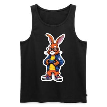 Gamer bunny with controller - Men's Premium Organic Tank Top - black - Front - Michal (187cm)