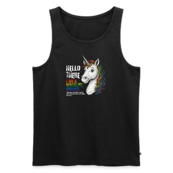 Pride Unicorn – Colorful, Free & Unstoppable - Men's Premium Organic Tank Top - black - Front - Michal (187cm)