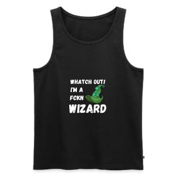 Wizard - Männer Premium Bio Tank Top - Schwarz - Vorne - AI Model Male 178 light (178cm)