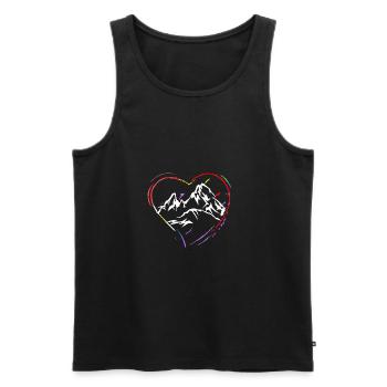 I Love Berg Watzmann - big colorful heart - Men's Premium Organic Tank Top - black - Front - Michal (187cm)