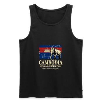 Cambodia - Elephant - Vintage Look - Débardeur bio Premium Homme - noir - Devant - AI Model Male 178 light (178cm)