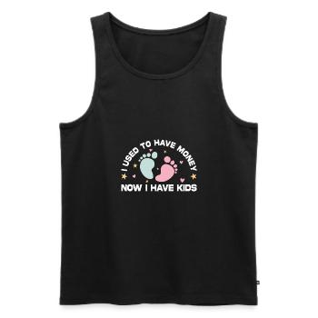 I used to have money Now I have children - Men's Premium Organic Tank Top - black - Front - AI Model Male 178 light (178cm)