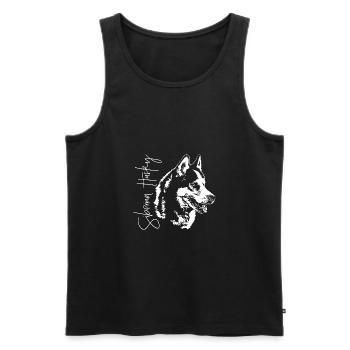 SIBERIAN HUSKY Dogs Dog Wilsigns portrait de chien - Débardeur bio Premium Homme - noir - Devant - Michal (187cm)