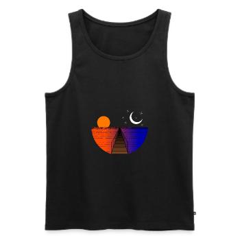 Mond Wasser Sterne Steg idyllisch mood stimmung - Männer Premium Bio Tank Top - Schwarz - Vorne - AI Model Male 178 light (178cm)