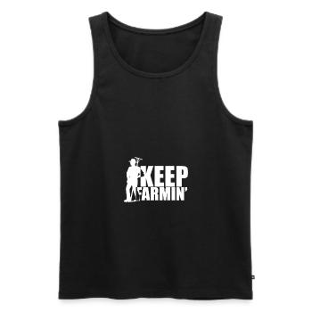 Keep farmin with rake - Bauer mit Harke - Männer Premium Bio Tank Top - Schwarz - Vorne - AI Model Male 178 light (178cm)