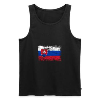 Slovakia Flag Used Look - Men's Premium Organic Tank Top - black - Front - AI Model Male 178 light (178cm)