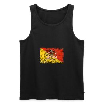 Drapeau Sicile Vintage Occasion Look Italie Palerme - Débardeur bio Premium Homme - noir - Devant - AI Model Male 178 light (178cm)