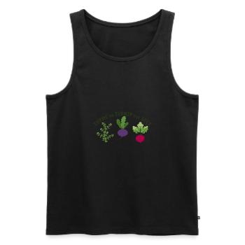 Thyme To Turnip The Beet Funny Vegetable Motif - Men's Premium Organic Tank Top - black - Front - AI Model Male 178 light (178cm)