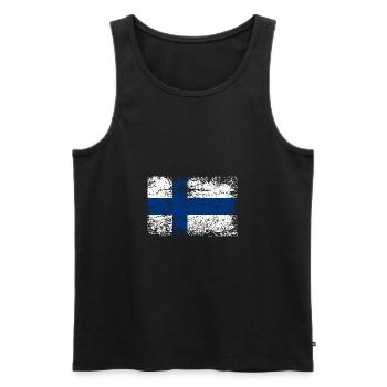 Finnland Flagge Used Look Banner Land Suomi - Männer Premium Bio Tank Top - Schwarz - Vorne - AI Model Male 178 light (178cm)