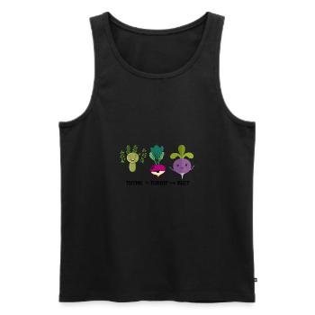Thyme To Turnip The Beet Funny Vegetable Motif - Men's Premium Organic Tank Top - black - Front - AI Model Male 178 light (178cm)