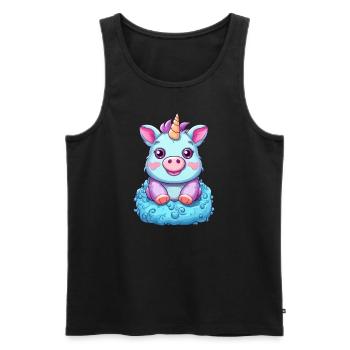Cochon Licorne - Mignon Fusion Animale Mythique - Débardeur bio Premium Homme - noir - Devant - AI Model Male 178 light (178cm)