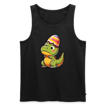 Easter T-Rex in Eggshell, Clumsy - Men's Premium Organic Tank Top - black - Front - Michal (187cm)