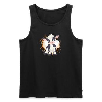 Kuh Kühe Nutztier - Männer Premium Bio Tank Top - Schwarz - Vorne - AI Model Male 178 light (178cm)