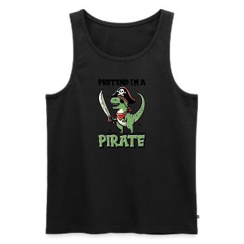 Halloween Pirate Saying Outfit Costume Dinosaur - Men's Premium Organic Tank Top - black - Front - AI Model Male 178 light (178cm)