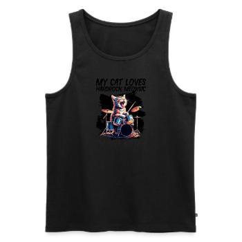 Katze Rock Musik Humor Lustig Geschenkidee - Männer Premium Bio Tank Top - Schwarz - Vorne - Michal (187cm)