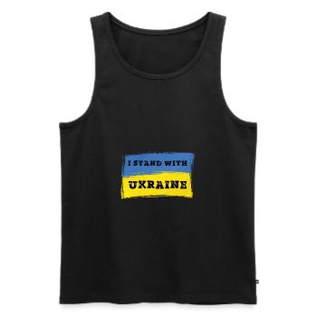 Je suis aux côtés de l’Ukraine - Ukraine - Débardeur bio Premium Homme - noir - Devant - AI Model Male 178 light (178cm)