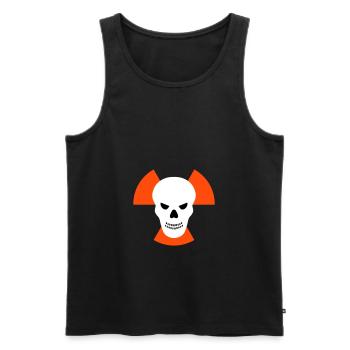 Schädel mit bösem Blick vor Strahlenwarnzeichen - Männer Premium Bio Tank Top - Schwarz - Vorne - AI Model Male 178 light (178cm)