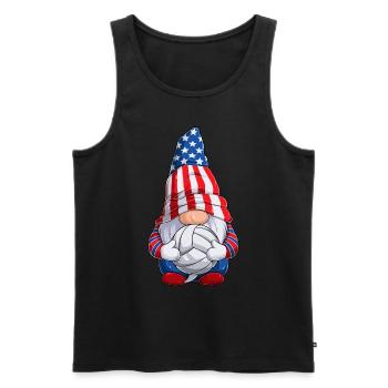 Volleyball Gnome 4th of July US Flag for Boys Kids - Men's Premium Organic Tank Top - black - Front - AI Model Male 178 light (178cm)
