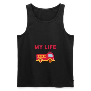 My life (Feuerwehrauto mit Leiter) - Männer Premium Bio Tank Top - Schwarz - Vorne - Michal (187cm)