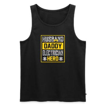 Husband Papa Electrician Hero - Men's Premium Organic Tank Top - black - Front - AI Model Male 178 light (178cm)