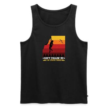 Free Solo Klettern Bergsteigen Freiklettern Felsen - Männer Premium Bio Tank Top - Schwarz - Vorne - AI Model Male 178 light (178cm)
