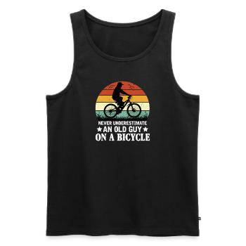 Never underestimate an old man by bike - Men's Premium Organic Tank Top - black - Front - Michal (187cm)