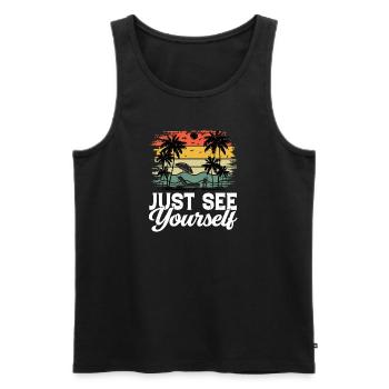 Strandurlaub Palmen Sonnenschirm Sommer Urlaub - Männer Premium Bio Tank Top - Schwarz - Vorne - Michal (187cm)
