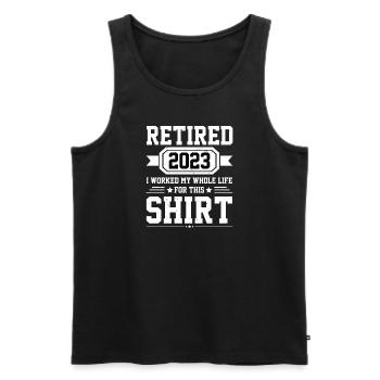 Rente 2023 Pension Rentner Geschenkidee - Männer Premium Bio Tank Top - Schwarz - Vorne - Michal (187cm)