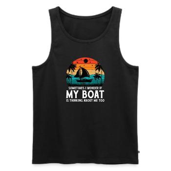 Ob Mein Boot Auch An Mich Denkt Yacht Boote - Männer Premium Bio Tank Top - Schwarz - Vorne - AI Model Male 178 light (178cm)