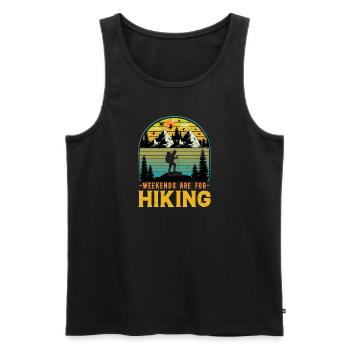 Weekend Hiking Team Hiking in the mountains - Men's Premium Organic Tank Top - black - Front - Michal (187cm)