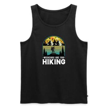 Weekend Hiking Team Hiking in the mountains - Men's Premium Organic Tank Top - black - Front - Michal (187cm)