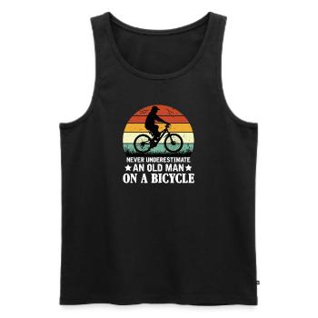 Never underestimate an old man by bike - Men's Premium Organic Tank Top - black - Front - AI Model Male 178 light (178cm)