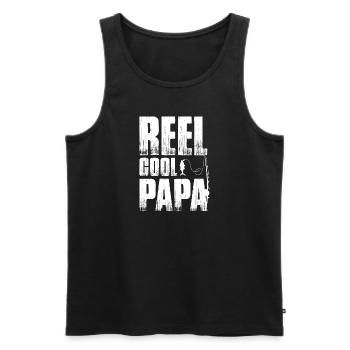 Père Pêche Fête des Pères Pêcheur Pêche Papa Poisson - Débardeur bio Premium Homme - noir - Devant - Michal (187cm)