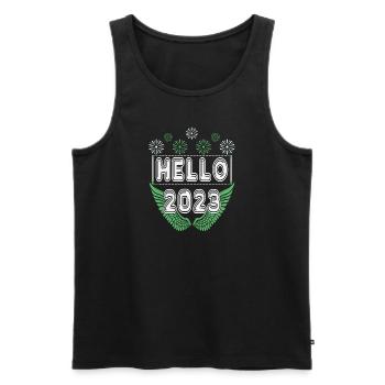 Bonne année Fête du Nouvel An Réveillon du Nouvel An 2023 - Débardeur bio Premium Homme - noir - Devant - Michal (187cm)