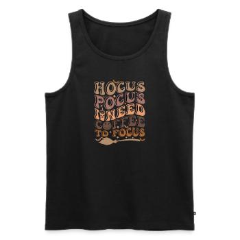 Hocus Pocus i need coffee to Focus Kaffee Spruch - Männer Premium Bio Tank Top - Schwarz - Vorne - AI Model Male 178 light (178cm)
