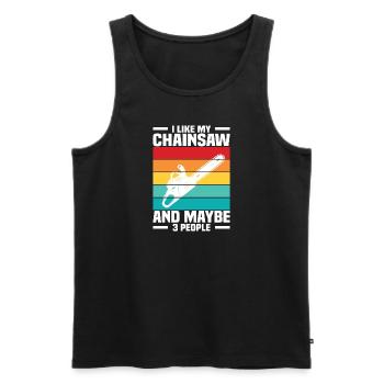 Wood Chainsaw Lumberjack Woodworker Climbing - Men's Premium Organic Tank Top - black - Front - Michal (187cm)