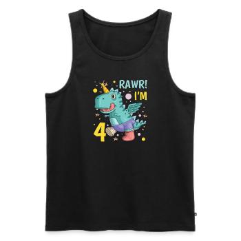 4th Birthday Young Dinosaur 4 Years Dino - Men's Premium Organic Tank Top - black - Front - Michal (187cm)