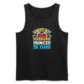 Golden Wedding 50 Years Married Gift - Men's Premium Organic Tank Top - black - Front - Michal (187cm)