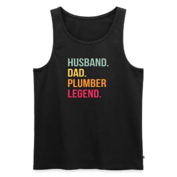 Chauffagiste Père Mari Plombier à gaz sanitaire - Débardeur bio Premium Homme - noir - Devant - AI Model Male 178 light (178cm)