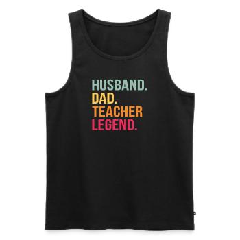 Père Enseignant Fête des pères Apprendre Mari Papa École - Débardeur bio Premium Homme - noir - Devant - AI Model Male 178 light (178cm)