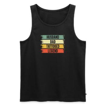 Father Tattoo Beard Husband Dad Legend - Men's Premium Organic Tank Top - black - Front - AI Model Male 178 light (178cm)