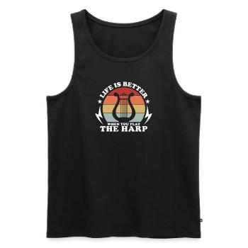 Harp Musician Harp Player Harp Harpist - Men's Premium Organic Tank Top - black - Front - AI Model Male 178 light (178cm)