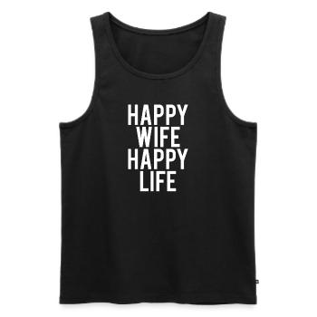 HAPPY WOMAN HAPPY LIFE Wife Partner - Men's Premium Organic Tank Top - black - Front - Michal (187cm)