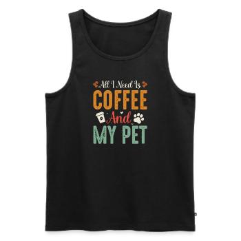 Cafetière Chien Machine Puppy Cup Grains - Débardeur bio Premium Homme - noir - Devant - AI Model Male 178 light (178cm)