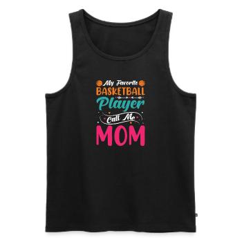 Basketteur Mama Son Joueur de basket-ball - Débardeur bio Premium Homme - noir - Devant - Michal (187cm)