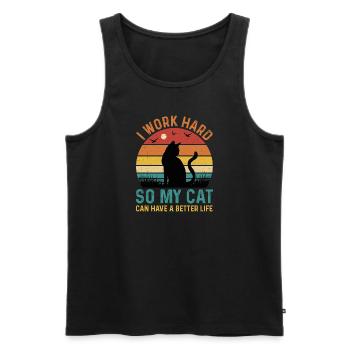 Real men love cats cat man cat father - Men's Premium Organic Tank Top - black - Front - AI Model Male 178 light (178cm)
