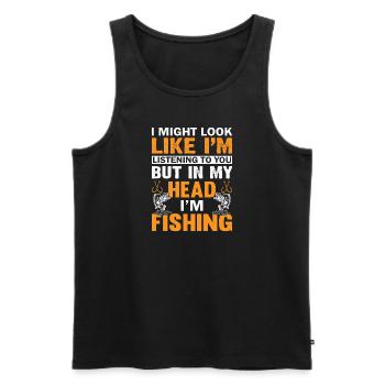 Thérapie Pêche de lac Carpe de lac Pêcheur Appât - Débardeur bio Premium Homme - noir - Devant - Michal (187cm)
